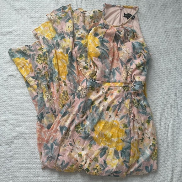 BETSEY & ADAM long halter wrap Pink and yellow floral dress - Picture 4 of 6